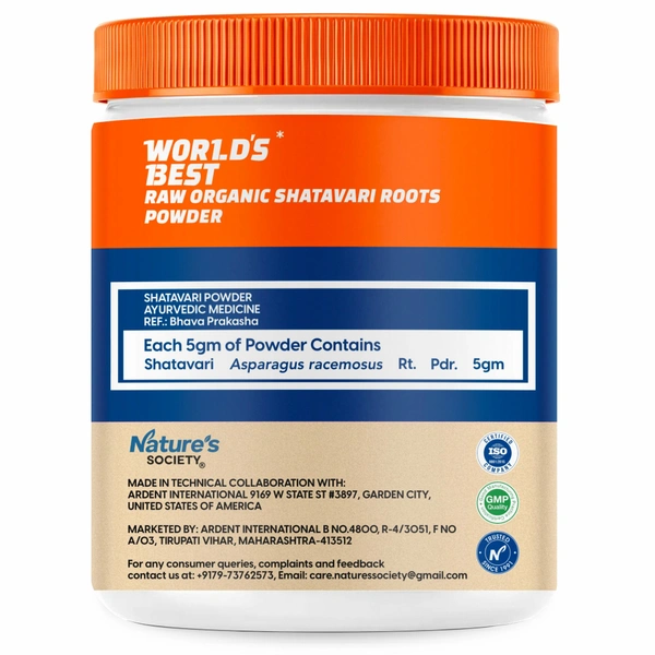 Nature's Society Organic Shatavari Root Powder (100gm) - 100 Gm