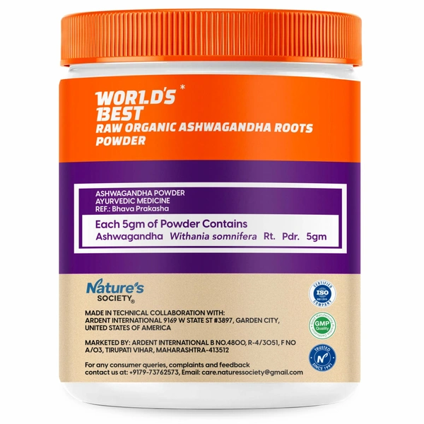 Nature's Society Organic Ashwagandha Root Powder (100gm) - 100 Gm