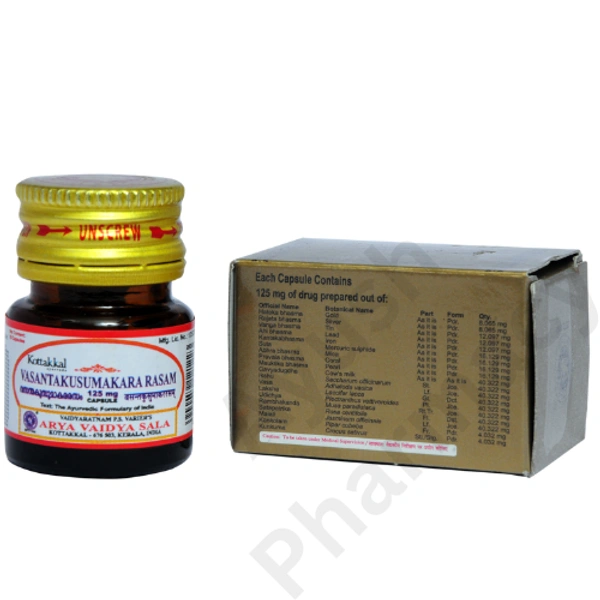 Arya Vaidya Sala Kottakkal Vasantakusumakararasam 125 Mg Capsule (10caps)