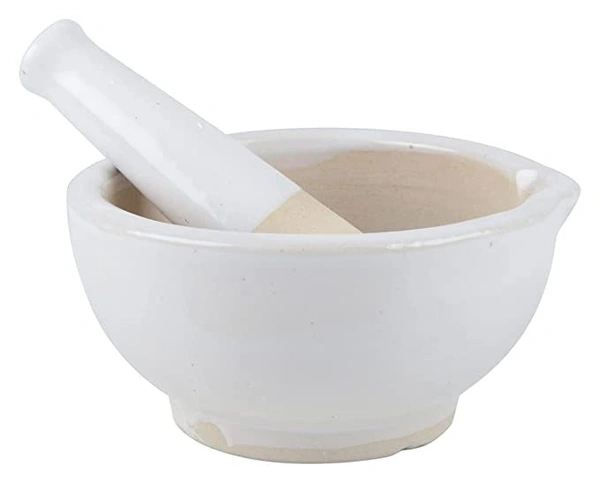 Ayush Pharmacy Ayurvedic Medicine Pestle Stone Masher / Face Pack maker / Idikkalu / Ceramic Masher /Ceramic Mortar and Pestle - Outer Diameter - 4 Inch