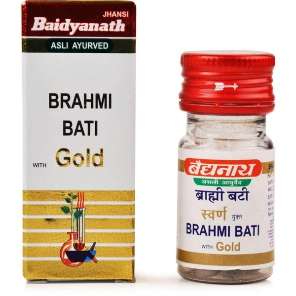Baidyanath Jhansi Baidyanath Brahmi Vati Gold (Swarna Moti Kesar Yukta) (10tab) - 10 Tablets