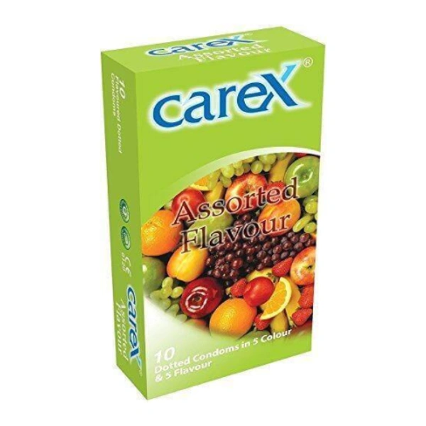 Condoms Carex Assorted Flavour Dotted Condoms In 5 Colour & 5 Flavour (10Condoms)