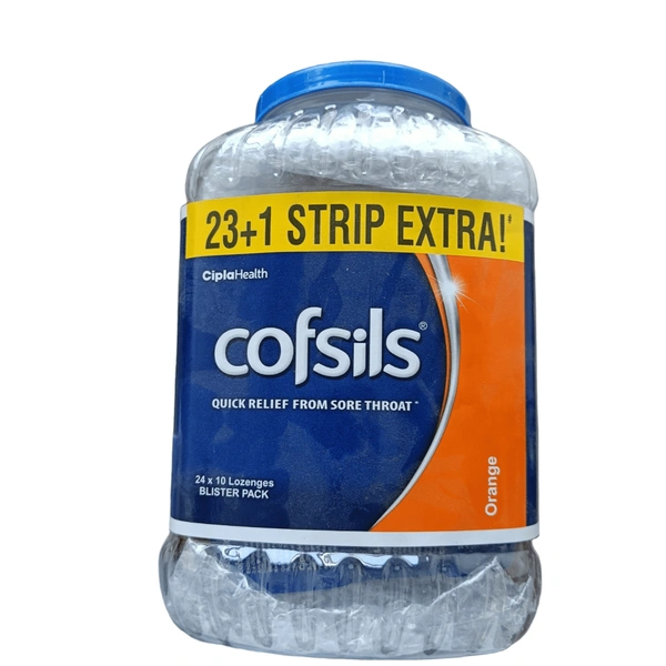 Cipla Cofsils Lozenges Orange Jar 24 X 10 Lozenges Blister Pack