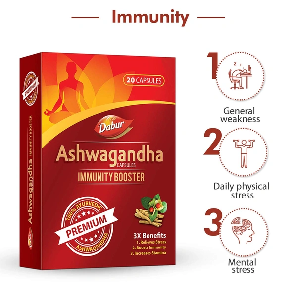 Dabur Ashwagandha Capsules Immunity Booster (20caps)