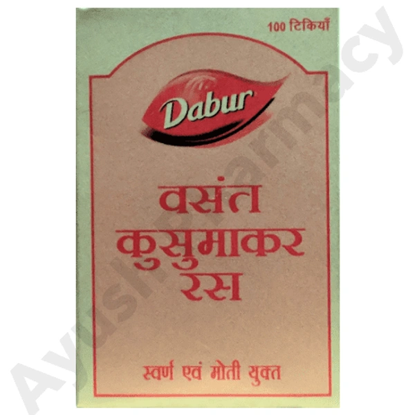 Dabur Vasant Kusumakar Ras with Gold & Pearl Tablet (Fresh Stock) (100tab) - 100 Tablets