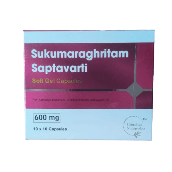 Himalaya Nutravedics India Pvt Ltd Himalaya Nutravedics Sukumara Ghritam saptavarti Soft Gel Capsules 600mg (100Caps)