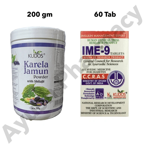 Kudos Combo Pack of IME 9 Tablets & Karela Jamun Powder
