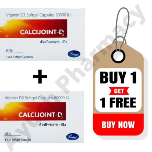 Leeford Healthcare Ltd Leeford Calcijoint D3 60000 IU Softgel Capsules (4caps) (Buy 1 Get 1 Free) - 