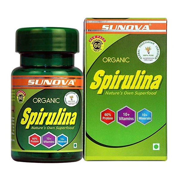 SUNOVA Organic Spirulina Tablets – 60 Capsules