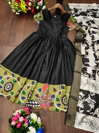 99 Fashion Bazaar Gown Set with Dupatta in Pure Cotton - Black, S