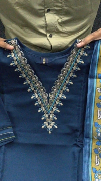 DESIHOOR Kurti Set with Dupatta in Viscose Chanderi Fabric with Embroidery. - Minsk, XL