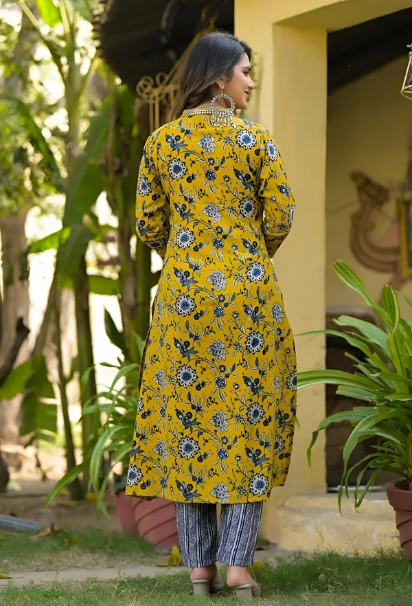 99 Fashion Bazaar Mustard Chanderi Suite Set In Printed With Dupatta - Pear, XXL