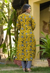 99 Fashion Bazaar Mustard Chanderi Suite Set In Printed With Dupatta - Pear, XL
