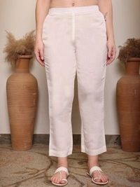 DESIHOOR Women's Embroidered Chanderi Silk Kurta with Pant & Dupatta Set - Twilight, XL