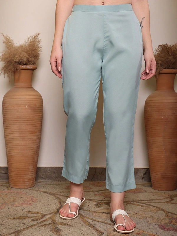 DESIHOOR Women's Embroidered Chanderi Silk Kurta with Pant & Dupatta Set - Breaker Bay, XL