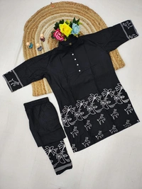 DESI HOOR CO-Oder Set Embroidered Heavy Rayon Fabric - Black, XL