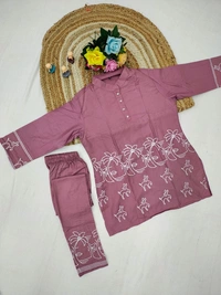 DESI HOOR CO-Oder Set Embroidered Heavy Rayon Fabric - Tickle Me Pink, XXL