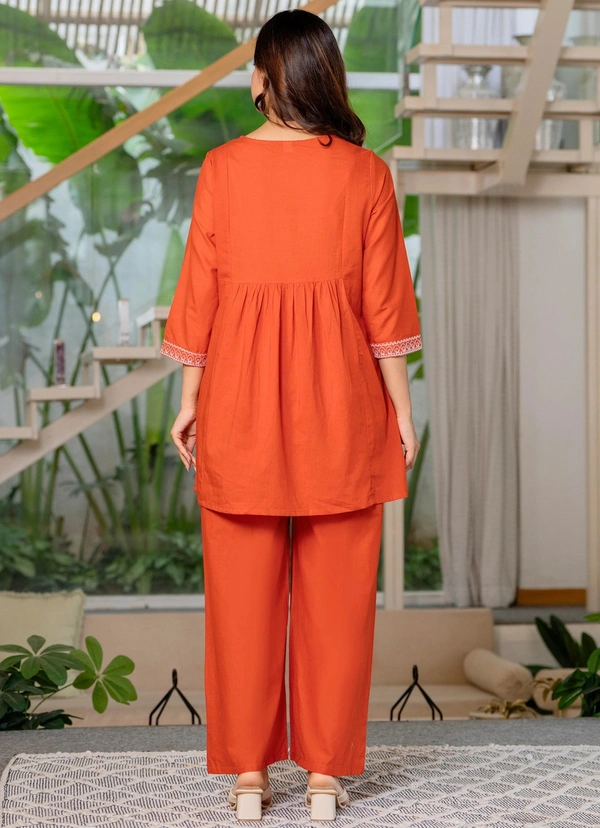 DESI HOOR Women’s Orange Embroidered Co-Oder Set - West Side, XL