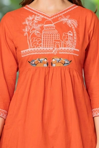 DESI HOOR Women’s Orange Embroidered Co-Oder Set - West Side, XL