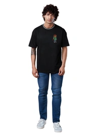 Teddy Bear Rap Hip Hop Lover Oversized Drop Shoulder Full Back Print T-Shirt - L