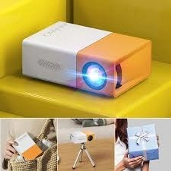 3D Mini Full HD Film Projector For Home Theatres (600 lm / Remote Controller) Portable Projector (Yellow)