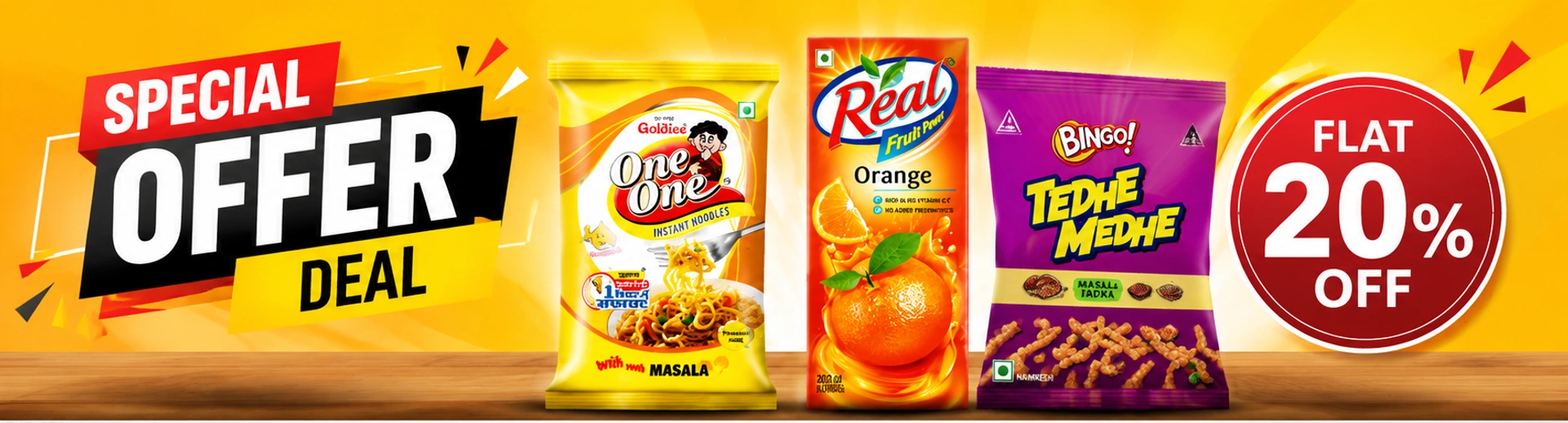 Tedhe Medhe, Real Juice, Goldiee Noodles