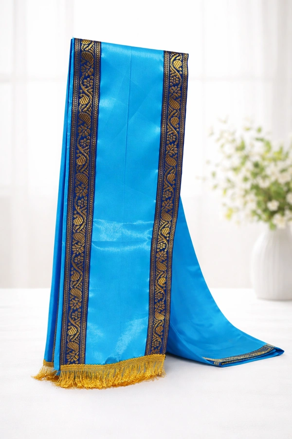 Blue Benarasi Silk With Blue & Golden Border Uttorio