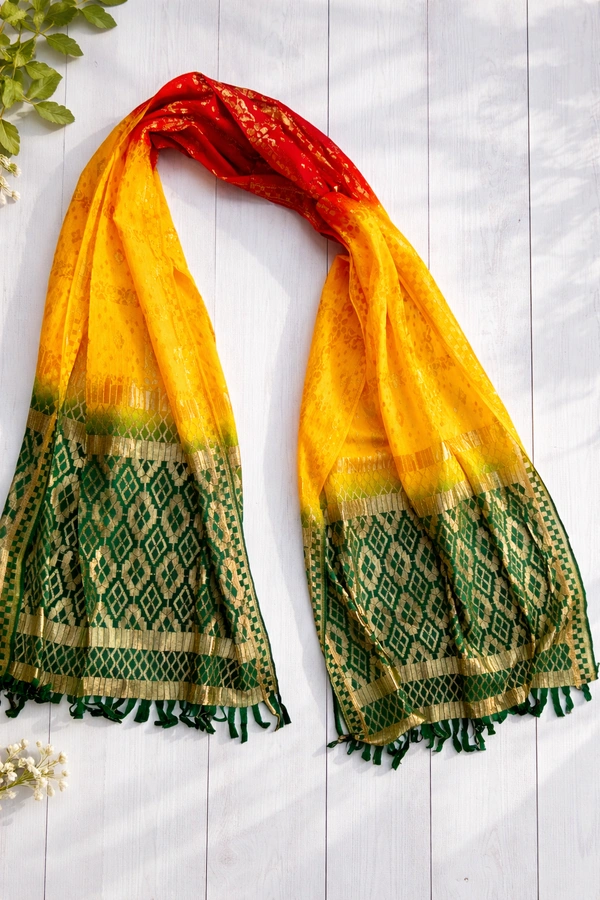 Silk Bandhani Dupatta / Uttorio (Multicolor)