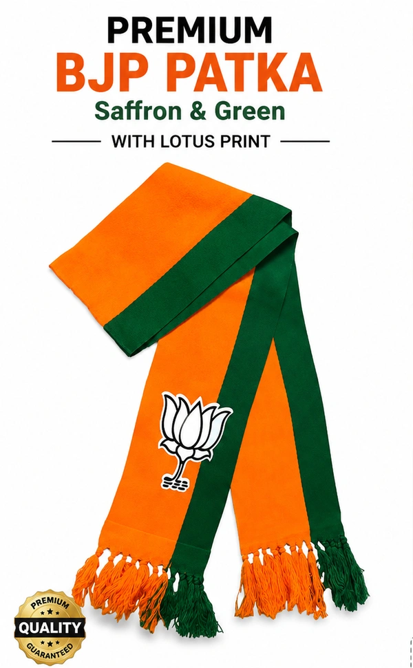Premium BJP Patka Multicolour Political Body Flag Scarf | Cotton A-Foldable Patka | Pack of 1