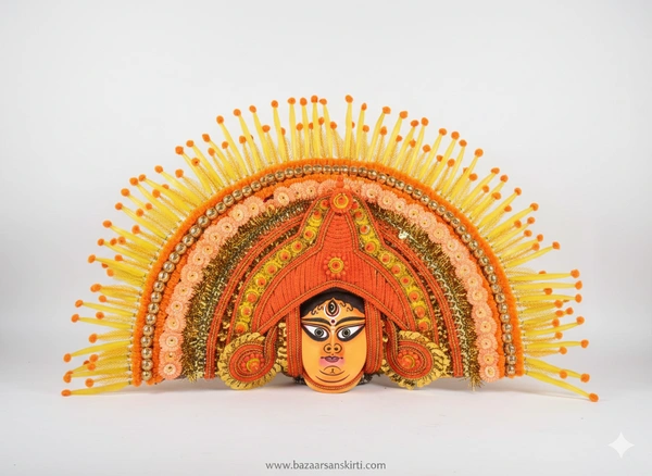 Handcrafted Purulia Chhau Mask - Lord Krishna (Radha-Krishna Theme) | 14.15 Inches