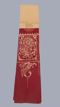 Shantiniketan Prakriti Dhara Batik Uttario (Peach Brown & Red)