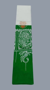 Shantiniketan Prakriti Dhara Batik Uttario (White & Green)