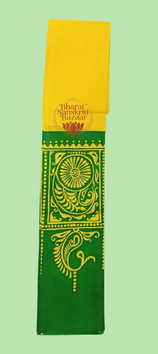 Shantiniketan Prakriti Dhara Batik Uttario (Yellow & Green)