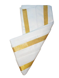 Traditional Pure Cotton Uttorio with Golden Zari Border