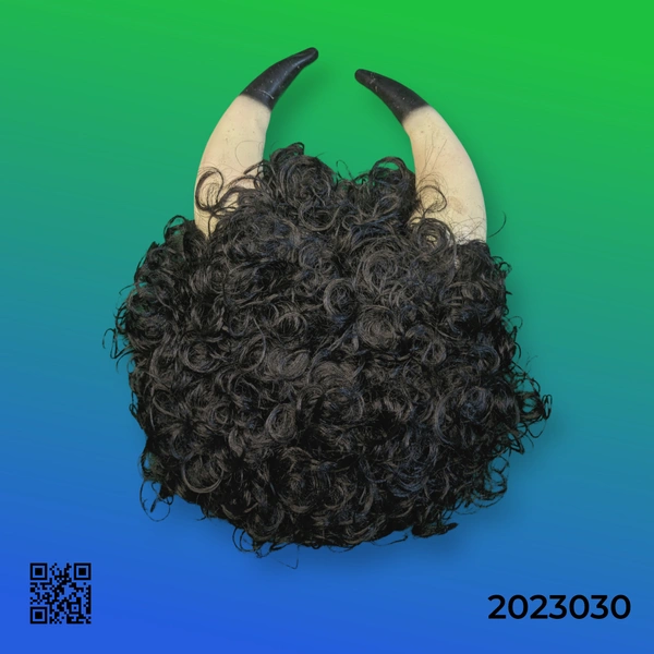 Black Curly Hair Wig - Without Sina/Horn