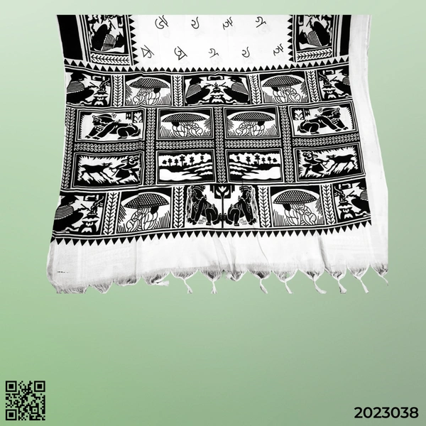 WHITE AND BLACK SWARALIPI PURE KHADI COTTON SAREE