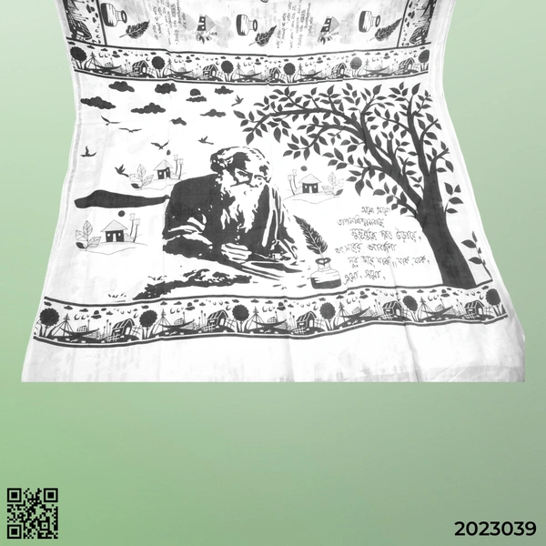 RABINDRA NATH TAGORE PRINTED PURE KHADI COTTON SAREE