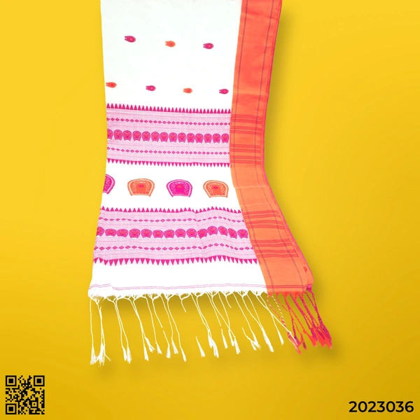 Assam Khadi Jamdani Saree - White