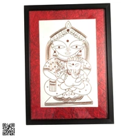Parvati-Ganesha Photo Frame Copper Wire Art Wall Hanging - 26cm*18.5cm