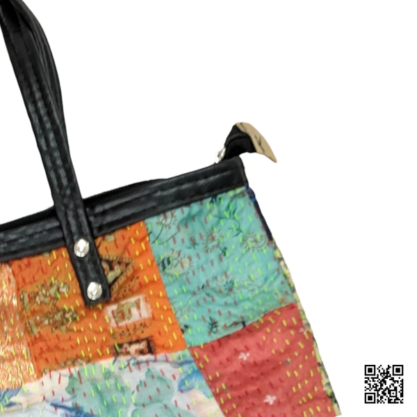 MULTI COLOR HANDCRAFTED KANTHA EMBROIDERED BAG - Free Size