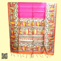 Tussar Quaint Madhubani Saree - Pirate Gold