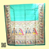 Tussar Quaint Madhubani Saree - Pirate Gold