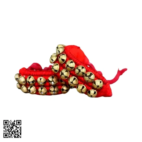 PRANCHI METALS Ghungru (20 + 20) - 2 Line Ghunghroo on Red Cushion Pads | Kathak Indian Classic Dance