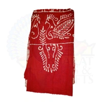 White & Red Batik Printed Pure Cotton Uttorio