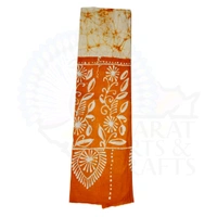 Off White & Orange Batik Printed Pure Cotton Uttorio