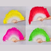 Hand Made Colorful Floral Pattern Hand Held Foldable Japanese Silk Bamboo Fan with Fabric for Dance Performance or Decoration (Red)