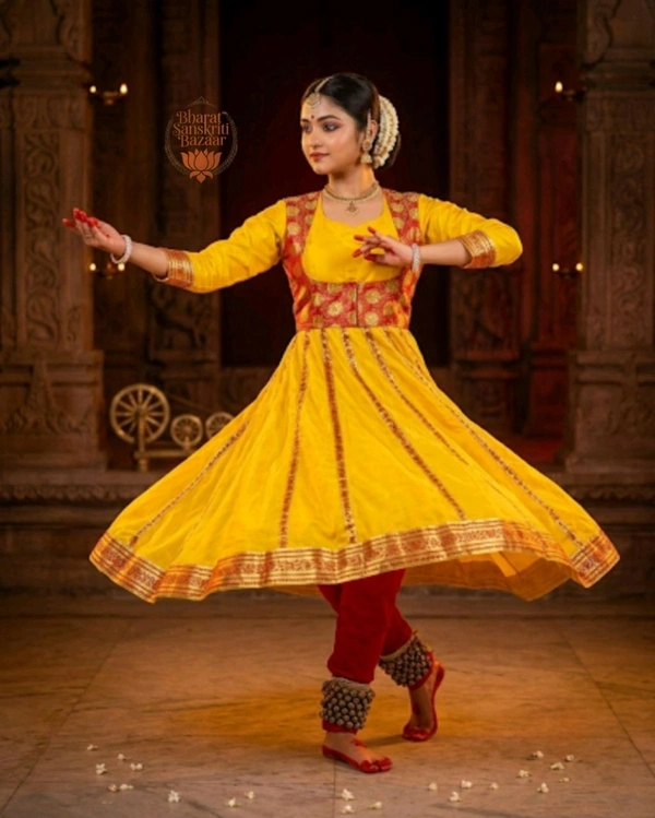 Kathak Dance Costume For Women (Traditional Silk) - 40 (Free Size)