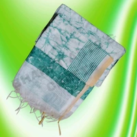 Batik Cotton Silk Saree With Golden Small Border - Green