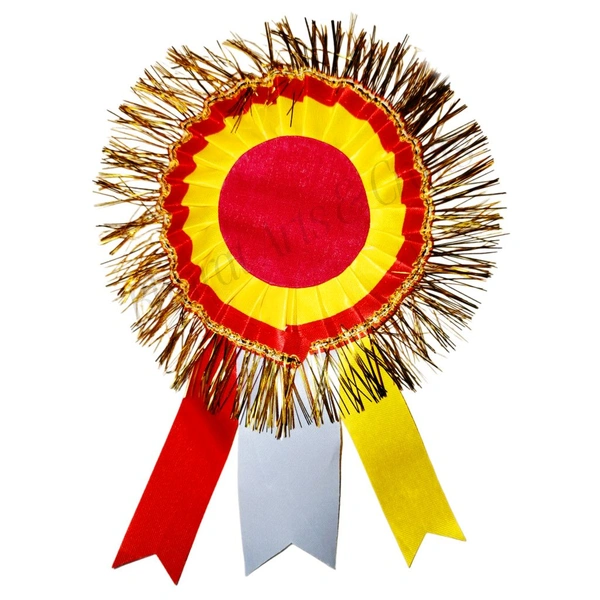 Special Gold VIP Satin Ribbon Badge For Event, Party, Conference Meeting & Multiple Purpose For All Occasions Gold Jari (Pack Of 10/Red-Yellow)