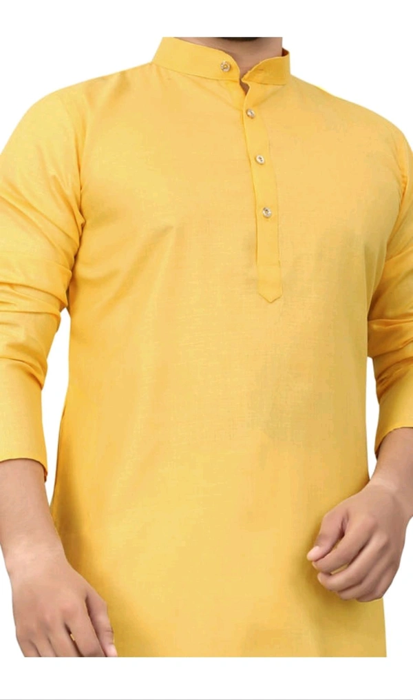 PLAIN YELLOW KURTA FOR MEN